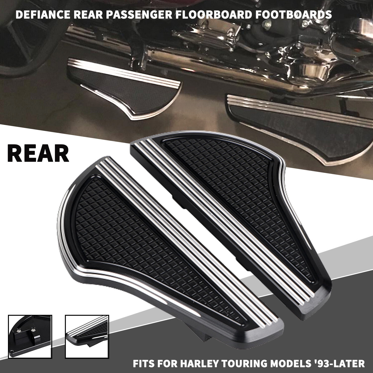Defiance Rear Passenger Floorboard Footboards For Harley Road King
