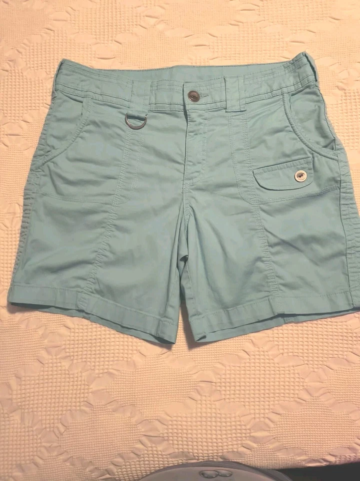 Pantalones Cortos Para Mujer 🌊Style & Co Talla 6 Verde Azulado Azul Bolsillos Bermudas Playa  Foto 3 de 4