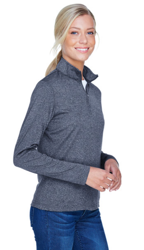 UltraClub - 8618W Ladies' Cool & Dry Heathered Performance Quarter-Zip Pullover - Picture 16 of 20