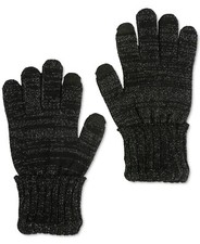 Style  Co Women's Black Solid Shine Gloves - Touch Screen Compatible