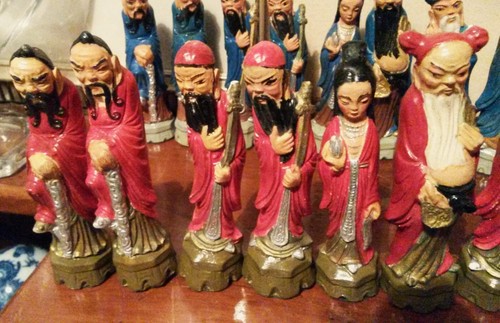 Vintage Chinese Oriental Hand Painted 32 Piece Ceramic Chess Set Warriors - Picture 7 of 12