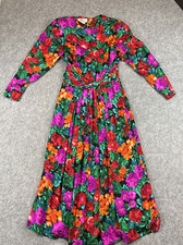 Vintage Talbots Maggy London 100% Silk Dress Size 8 Colorful Floral