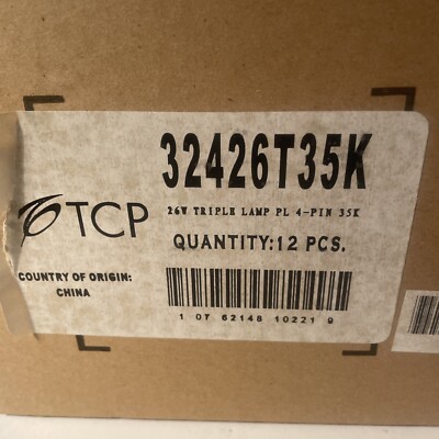 26W TRIPLE TUBE FLUORESCENT LIGHT BULB 12 PK CFL LAMP 4P TCP 2700K PL 32426T
