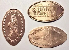 3-RETIRED Colorado Copper Elongated Cents Estes Park Pikes Peak Royal Gorge-CRC
