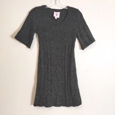 Pink Republic Women Size Small Short Sleeve U-neck Dark Grey knit Sweater Dress