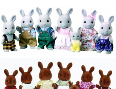 Sylvanian Families Babblebrook Grey Rabbit Family Tomy 1st Edition