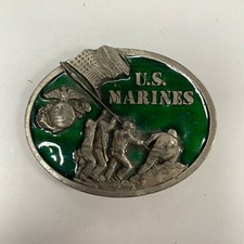f631 Vintage Silver Tone Brass Limited Edition Men's Belt Buckle US Marines