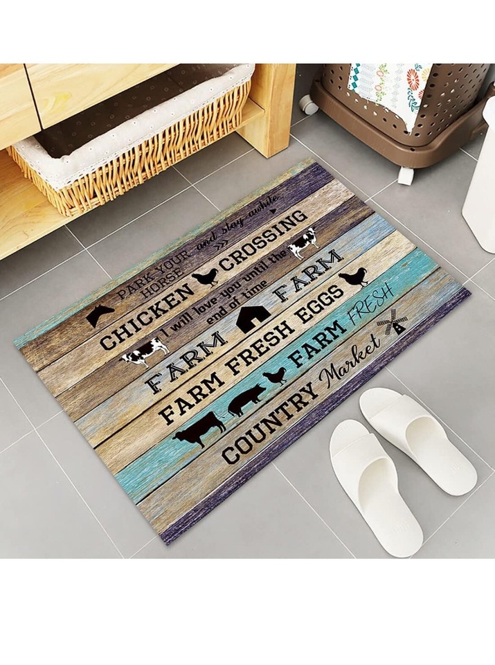 Farmhouse Kitchen Rugs and Mats 2 PCS Set, Cute Cattle Kitchen Rugs and