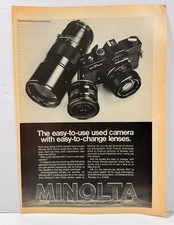 Minolta SRT Camera Vintage Print Ad 1970s Photography Equipment Retro Wall Art