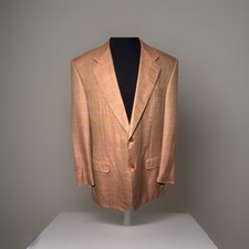Ravazzolo Men s Cashmere Blend Bronze w/ Light Blue Windowpane Plaid 44L
