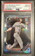 2019 Bowman Draft Chrome Sky Blue Refractor Jake Sanford #BDC-82 PSA 10 (POP 6)