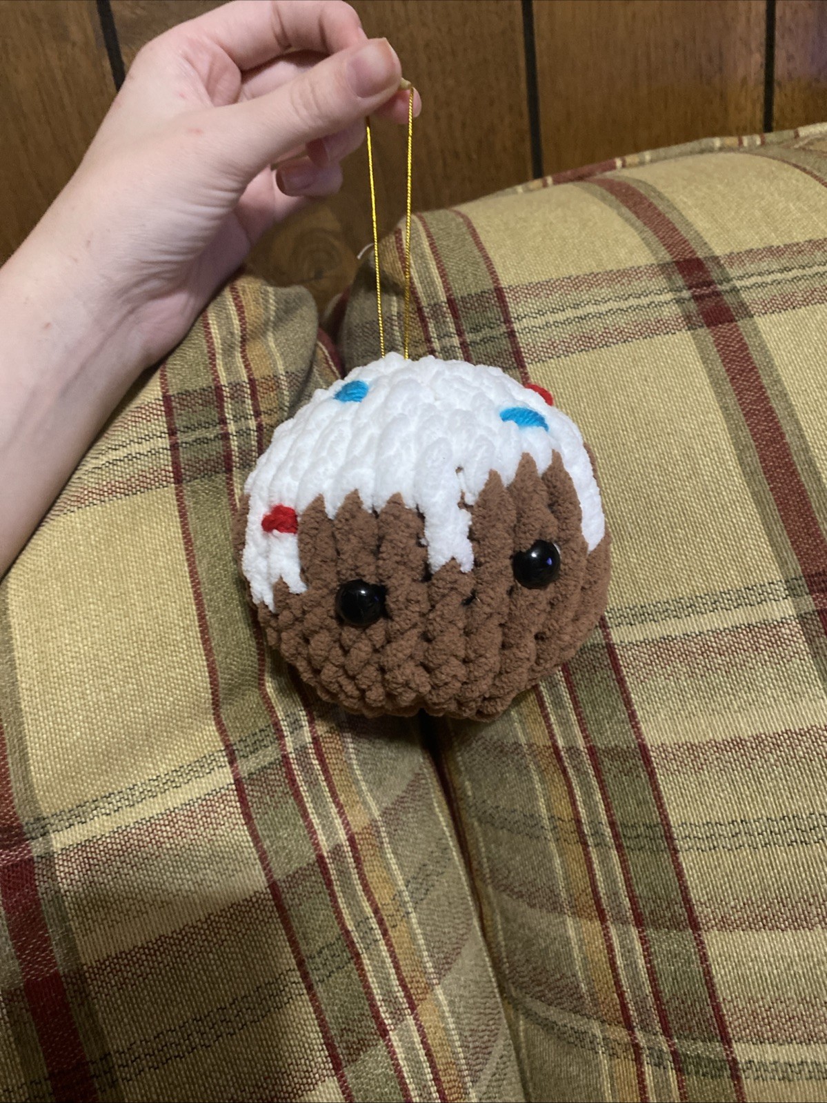 Handmade Knitted Holiday Bauble Christmas Tree Ornament Gingerbread Man Plushie