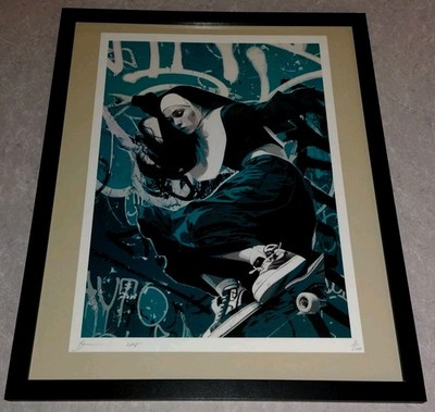 DEATH NYC ltd ed signed FRAMED street art print 45x32cm Skateboarding Nun COA