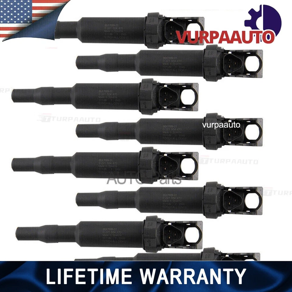 GENUINE 8 Packs Ignition Coil For BMW Updated W/ Connector Boot 0221504470 OEM - Image 3 of 4
