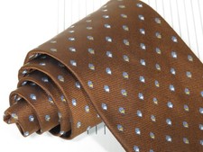 Burberry London Twill Silk Tie Brown with Blue Foulard 57 x 3 3/4