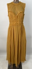 Ulla Johnson Womens Midi Dress Ochre Yellow Size 6 Kasia Silk Sleeveless