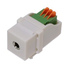 Keystone Jack Insert BLOCK - 3.5mm Stereo Audio Block Connector White