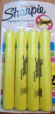 Sharpie Accent Tank Style Highlighter Chisel Tip Fluorescent Yellow 4/Set