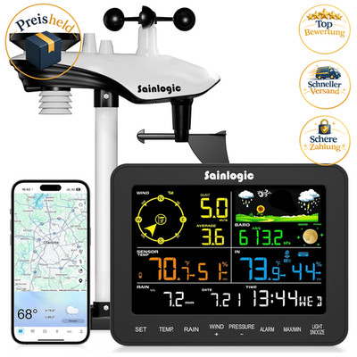 Wetterstation Smart 12-in-1 mit Außensensor WLAN E-Mail-Warnungen 24/7 Nutzung