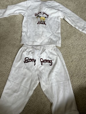NWT - Bony Pony Malibu White 2 Piece Pony Logo Front Snap Shirt Elastic Pants