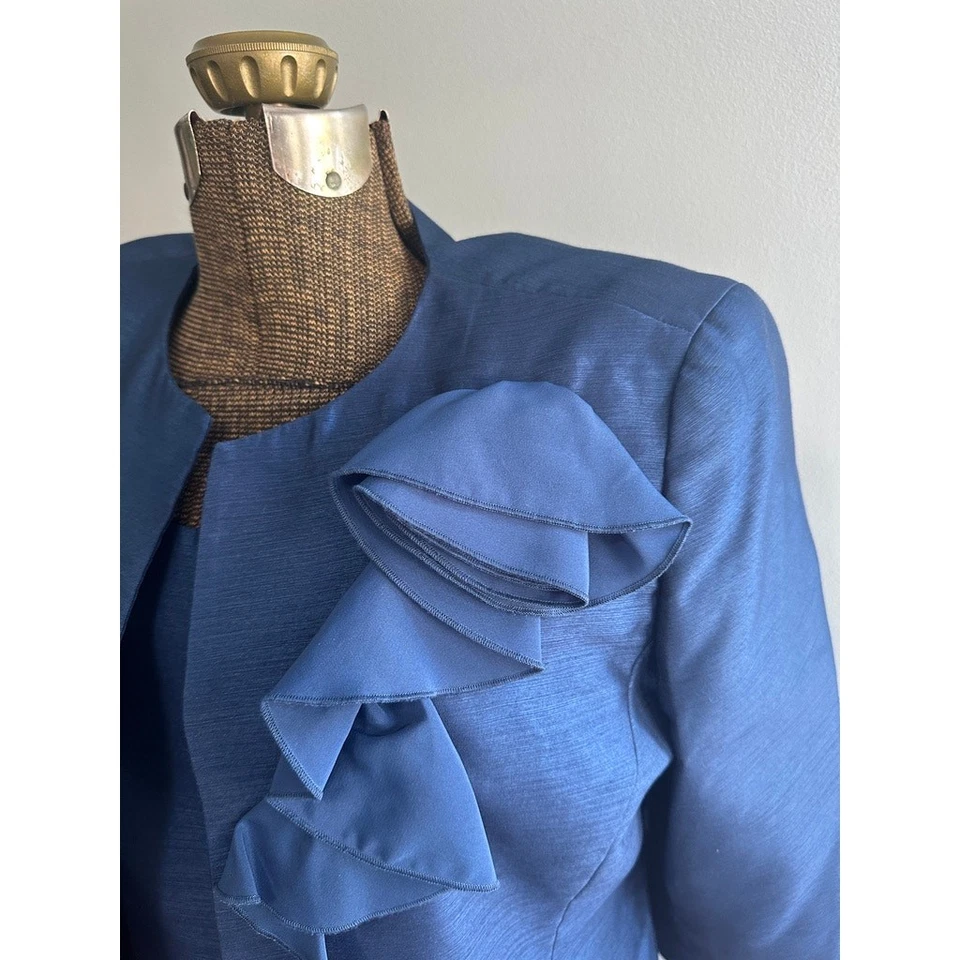 Traje de tres piezas Nipon Boutique azul pavo real talla 16P Foto 3 de 4