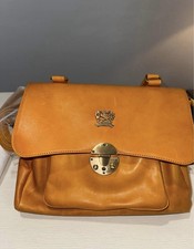 pratesi cognac satchel top handle bag gold ha...