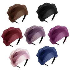 Ruffle Hairband Crape Flapper Fascinator Hat French Hair Accessories for Female