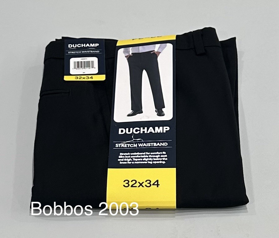 Duchamp Men's Stretch Waistband Slim Fit Dress Pants, Black, Size 32X34