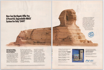 Northgate 1992 Vintage Print Ad Elegance ZXP 486SX Computer Sphinx Art