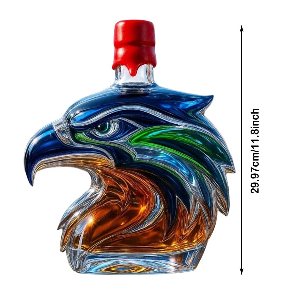 Botella de whisky Eagle, jarra de vidrio 3D, contenedor de vino multifuncional Foto 2 de 4