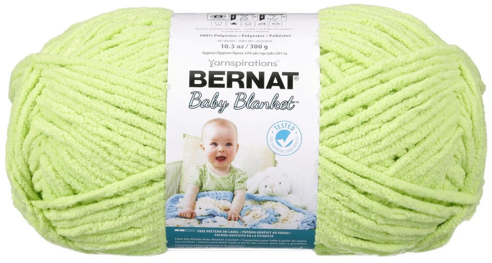 SPINRITE Bernat Baby Blanket Big Ball Yarn-Lemon Lime