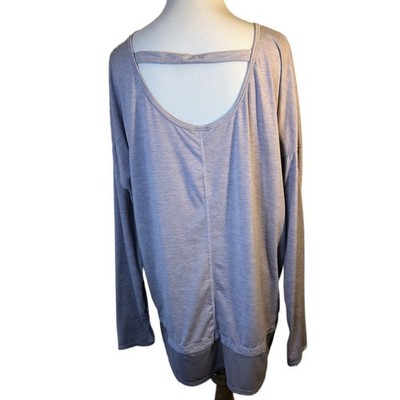 Hot Yoga Top Womens Sz Lg Drapey U-Back Open Back Space Died Lavender