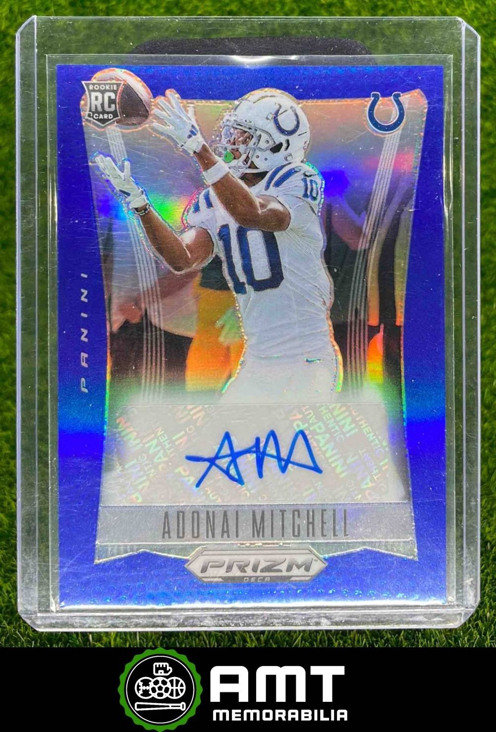 Adonai Mitchell 6/49 Auto 2024 Panini Prizm Deca Blue Indianapolis Colts #S-AML
