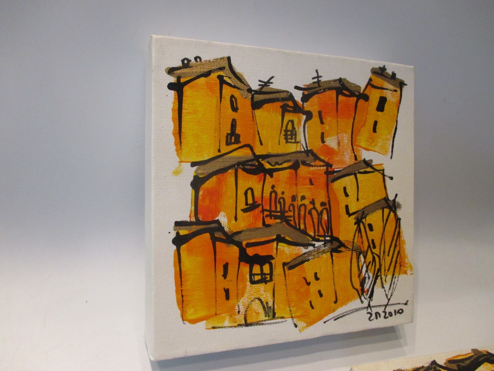 Italy 2 on canvas each 20x20x4 cm picture drawing painting Mediterranean summer