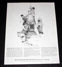 1960 OLD MAGAZINE PRINT AD, MASSACHUSETTS MUTUAL INSURANCE-NORMAN ROCKWELL ART!