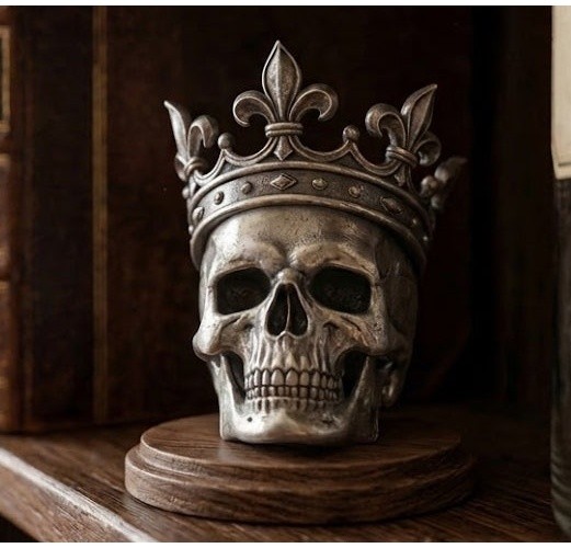 Crowned Skull 1 oz Gold Spartan 999+ Pure Silver Statue Luxury Collectible Gift