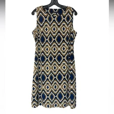 Tommy Hilfiger Blue Gold A-line Midi Pencil Pattern Dress - Size 10