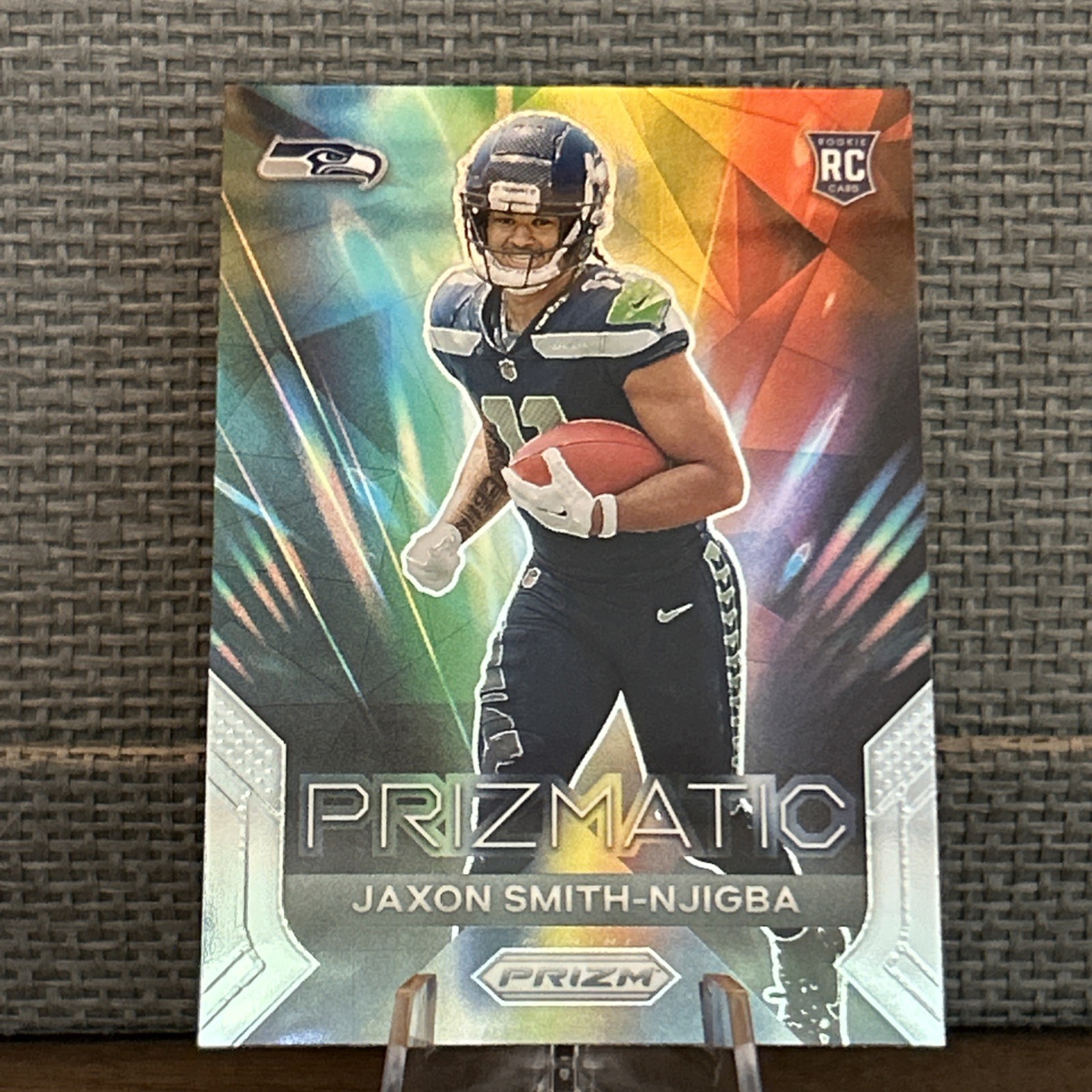 Jaxon Smith Njigba #1 Football Cards 2023 Panini Prizm Prizmatic trading card — raw and PSA graded price guide