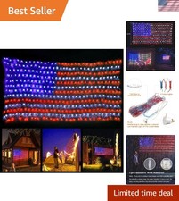 American Flag Lights with 420 Super Bright LEDs,Waterproof Led Flag Net Light...