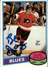 Blake Dunlop Signed Auto 1980-81 O-Pee-Chee card Philadelphia Flyers