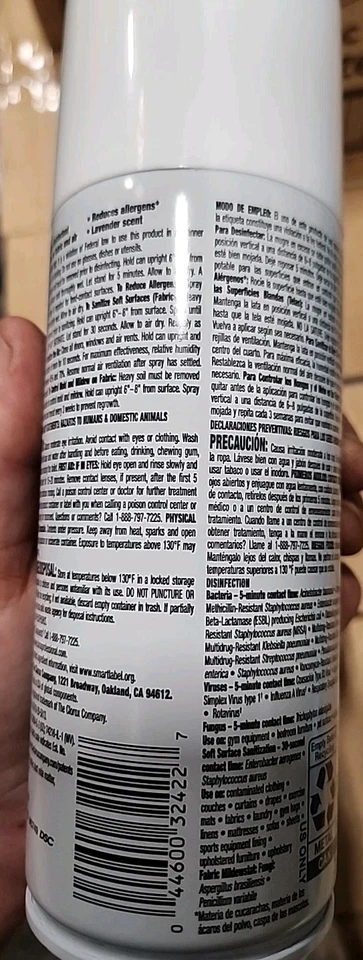 6 ct Case Clorox Fabric Sanitizer Spray Lavender Scent 14oz Each Soft Surfaces - Image 3 of 3
