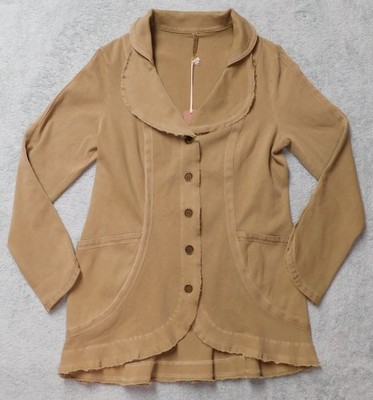 NWT XCVI Stayton Blazer Women's M Layered Collar Boho Lagenlook Jacket Tan