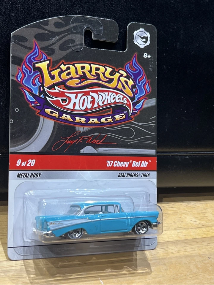 HOT WHEELS 2009 LARRY'S GARAGE '57 CHEVY BEL AIR Metal/Metal Real Riders Tires - Image 3 of 4