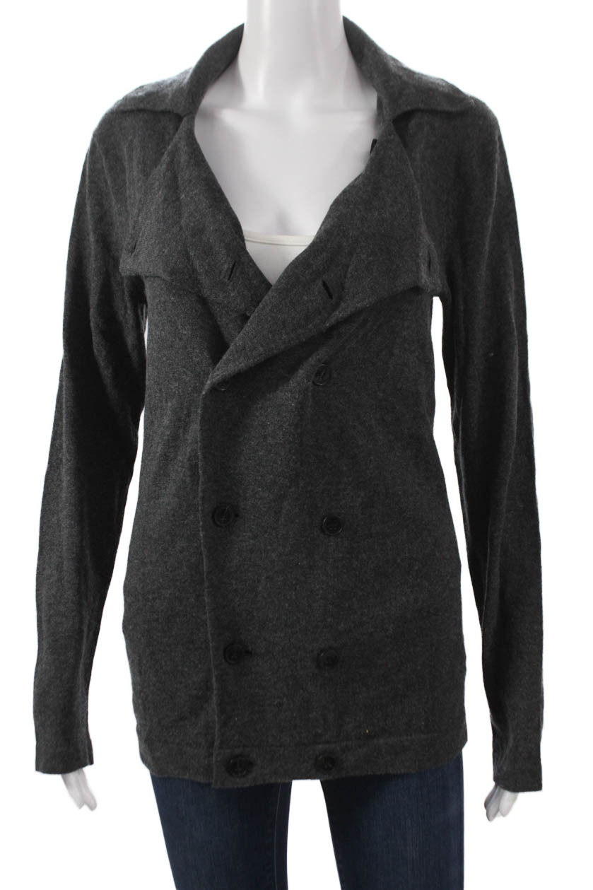 Allsaints Womens Collared Cotton Cardigan Gray Long Sleeve Size XSFree Shipping in US $100+ Orders | $6.95 Orders Below