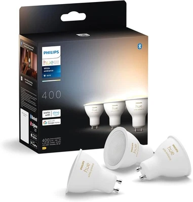Philips Hue GU10 – Smart Spotlight – (3-Pack) White Ambiance 3 Pack - 400 lumen