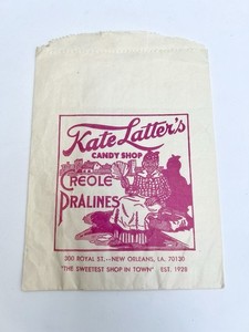 Kate Latter's Candy Shop -New Orleans, LA. Original Creole Pralines Vintage Bag