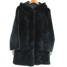 BLANCHA Sheepskin Hoodie Shearling Coat Jacket, Size 38, Forest Green Women USED