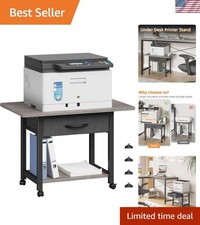 22"x15" Large Printer Stand with Storage Drawer, 2-Tier Under Desk Printer Ta...