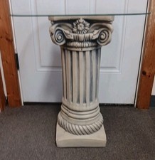 Corinthian Column Side Table, Greek Column Side Table with Glass top