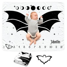Gothic Bat Baby Monthly Blanket for Boys, Goth Newborn Month Blanket, Soft Fl...